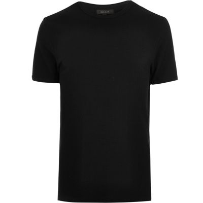 Black waffle muscle fit T-shirt